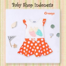 large PD361 Dress Kaos Polkadot Strawberry 69 Oranye
